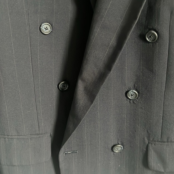 BURBERRYS Navy Blue Pinstripe Classic Single-Breasted Suit Jacket - Picture 5 of 6